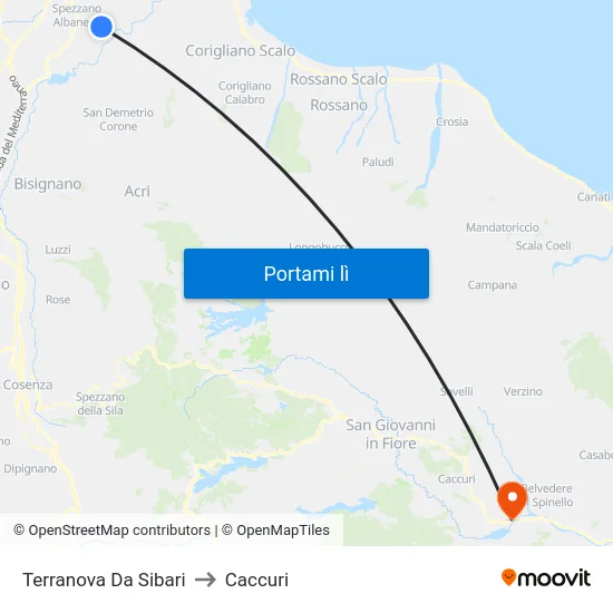 Terranova Da Sibari to Caccuri map