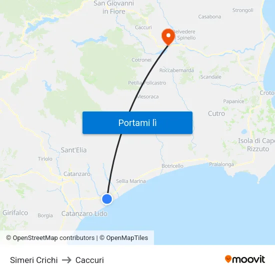 Simeri Crichi to Caccuri map