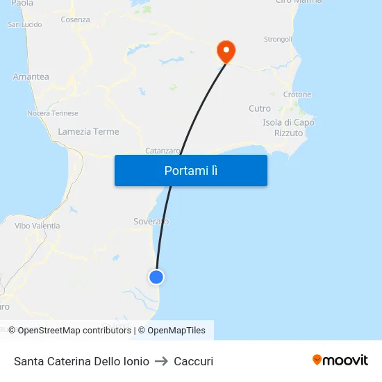 Santa Caterina Dello Ionio to Caccuri map