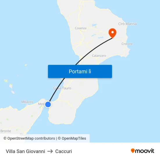 Villa San Giovanni to Caccuri map