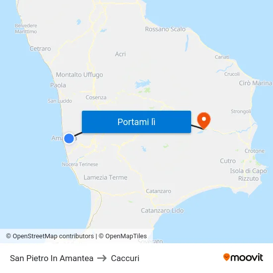 San Pietro In Amantea to Caccuri map