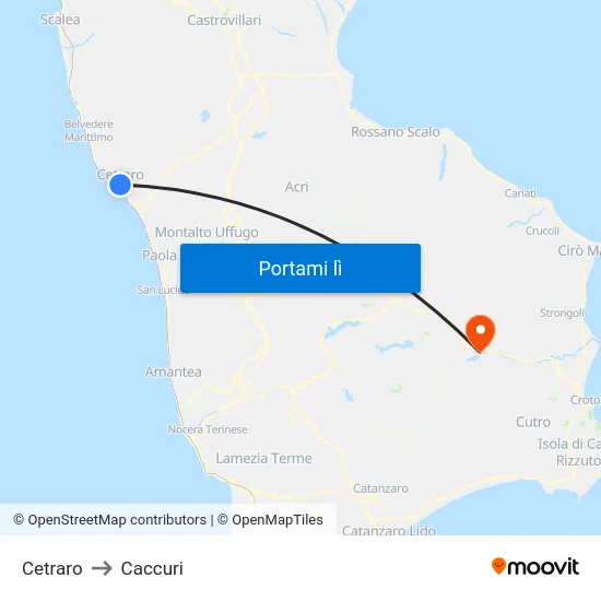 Cetraro to Caccuri map