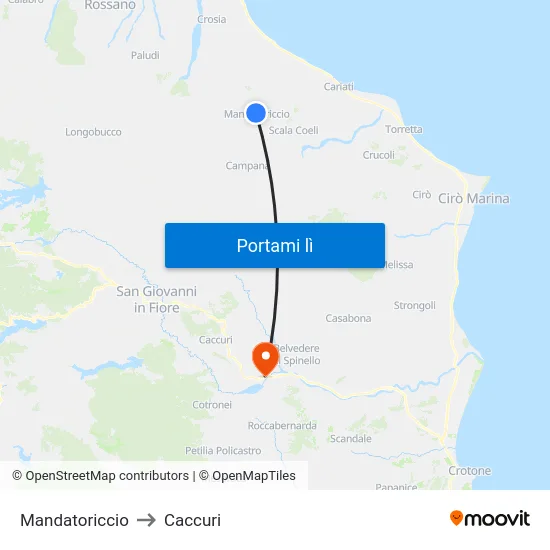 Mandatoriccio to Caccuri map