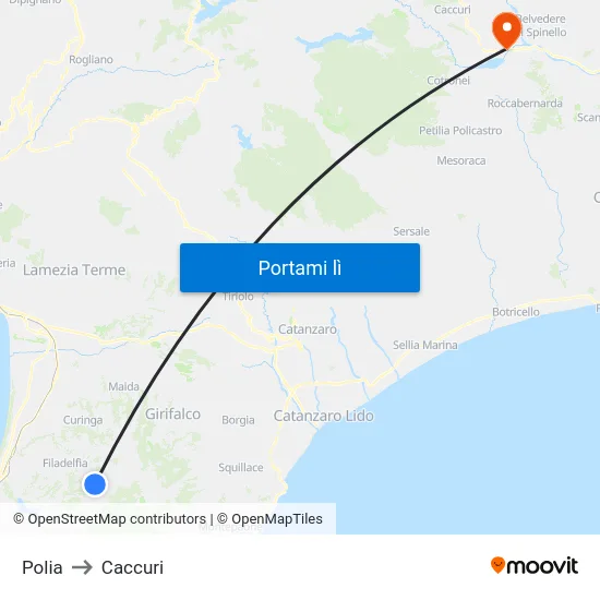 Polia to Caccuri map