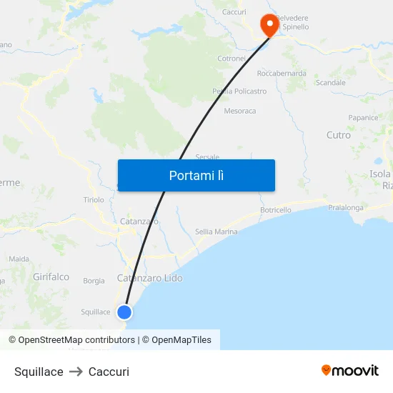 Squillace to Caccuri map