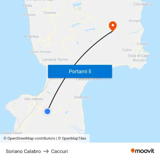 Soriano Calabro to Caccuri map