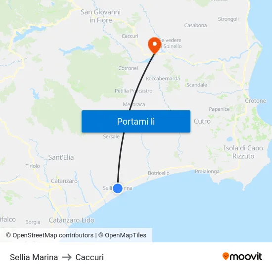 Sellia Marina to Caccuri map