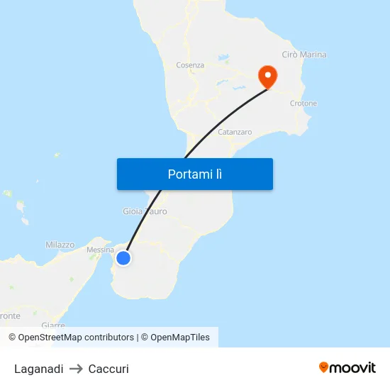 Laganadi to Caccuri map