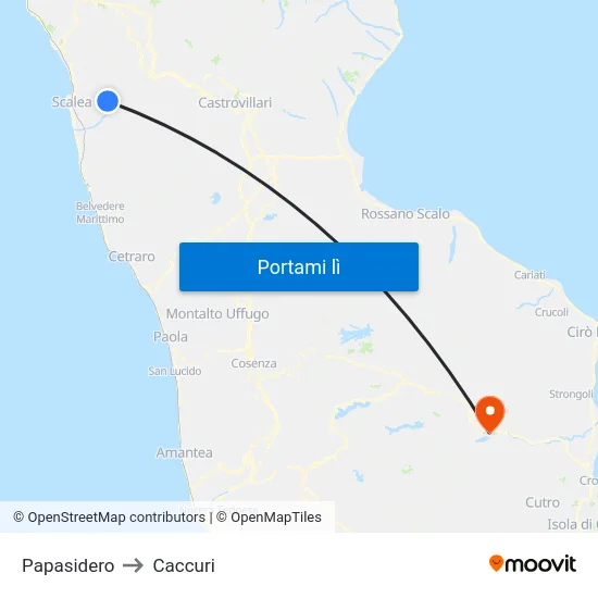 Papasidero to Caccuri map