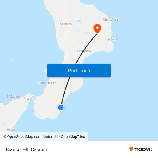 Bianco to Caccuri map