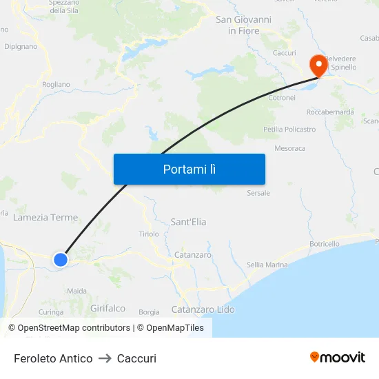 Feroleto Antico to Caccuri map