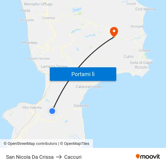 San Nicola Da Crissa to Caccuri map