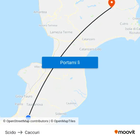 Scido to Caccuri map