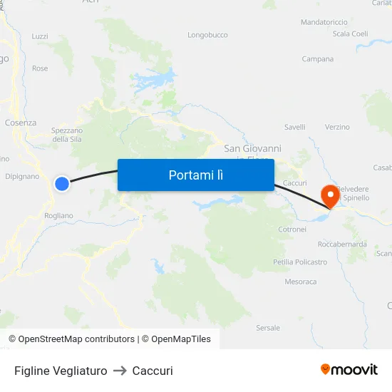 Figline Vegliaturo to Caccuri map