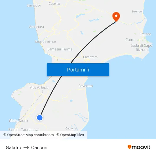 Galatro to Caccuri map