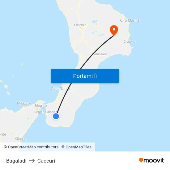 Bagaladi to Caccuri map