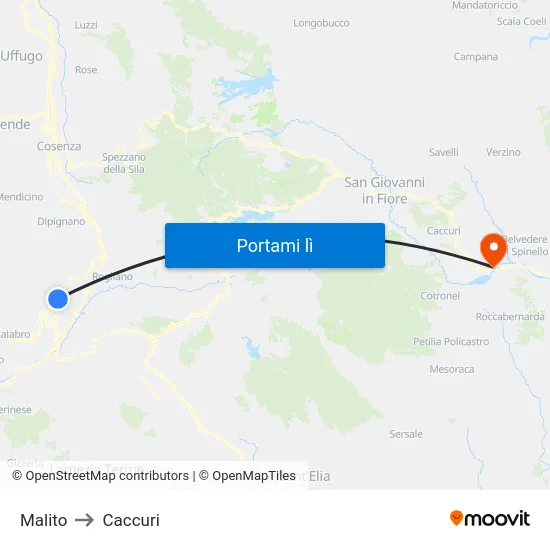 Malito to Caccuri map