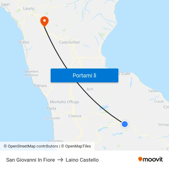 San Giovanni In Fiore to Laino Castello map
