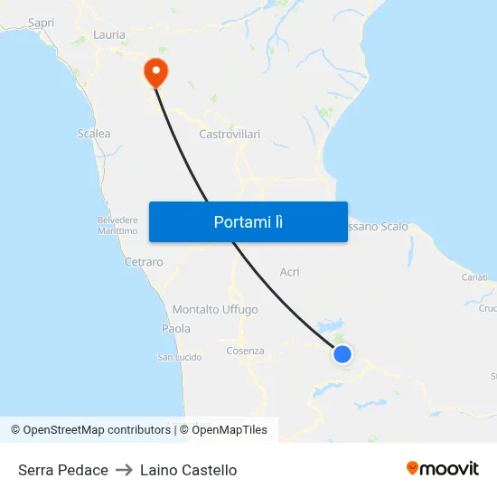 Serra Pedace to Laino Castello map