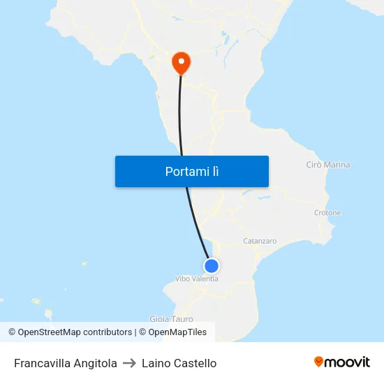 Francavilla Angitola to Laino Castello map