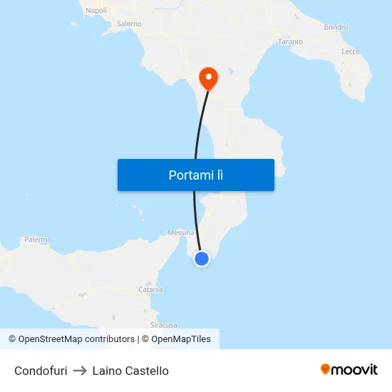 Condofuri to Laino Castello map