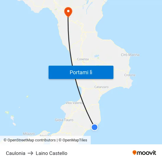 Caulonia to Laino Castello map
