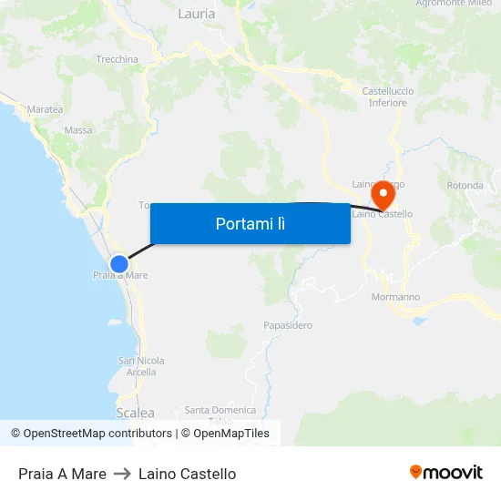 Praia A Mare to Laino Castello map