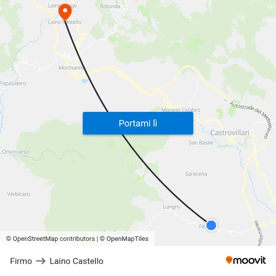 Firmo to Laino Castello map