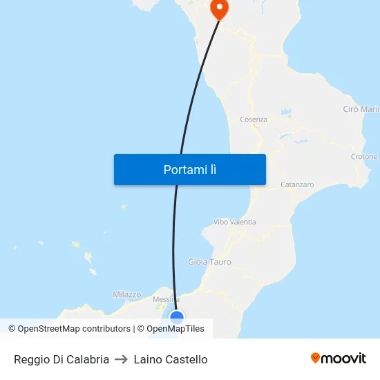 Reggio Di Calabria to Laino Castello map