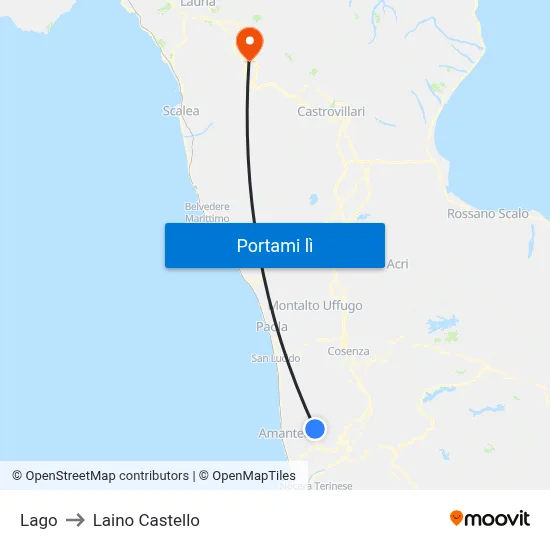 Lago to Laino Castello map