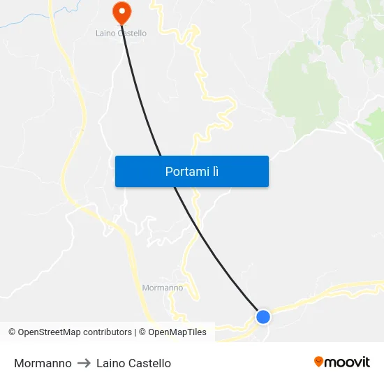 Mormanno to Laino Castello map