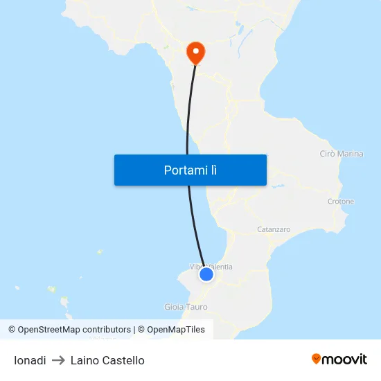 Ionadi to Laino Castello map