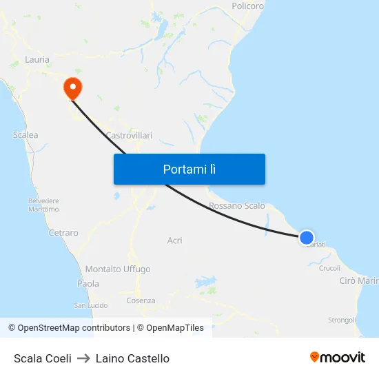 Scala Coeli to Laino Castello map