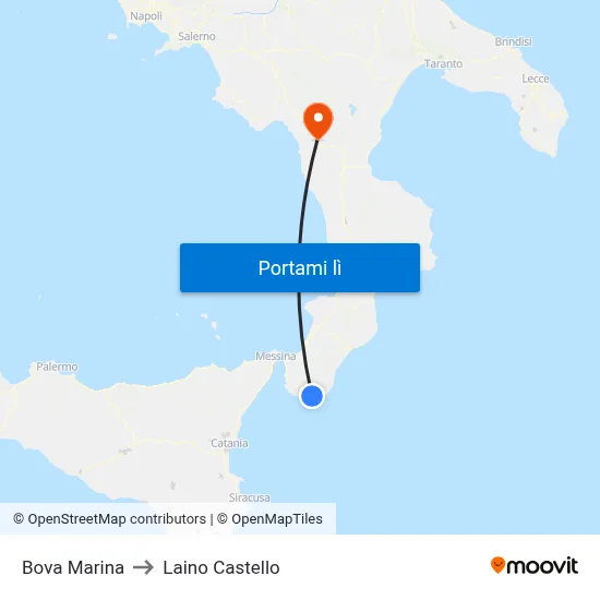 Bova Marina to Laino Castello map