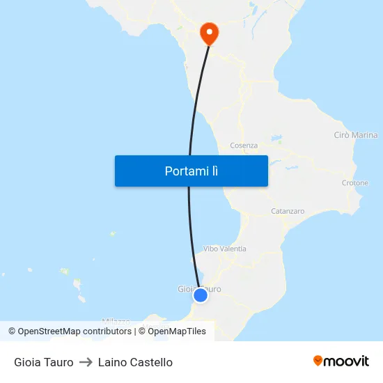 Gioia Tauro to Laino Castello map