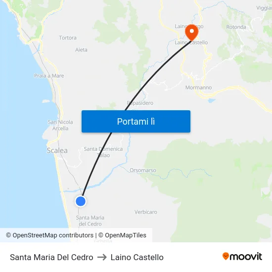 Santa Maria Del Cedro to Laino Castello map