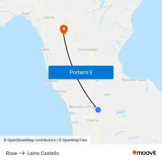 Rose to Laino Castello map