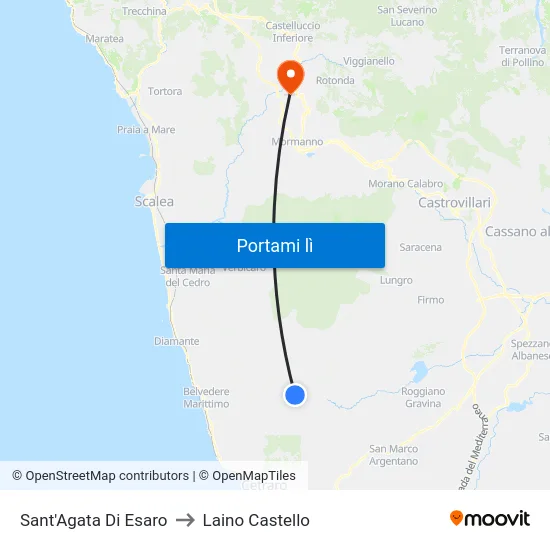 Sant'Agata Di Esaro to Laino Castello map