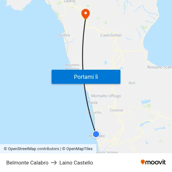Belmonte Calabro to Laino Castello map
