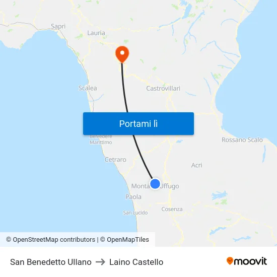 San Benedetto Ullano to Laino Castello map