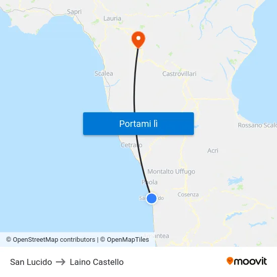 San Lucido to Laino Castello map