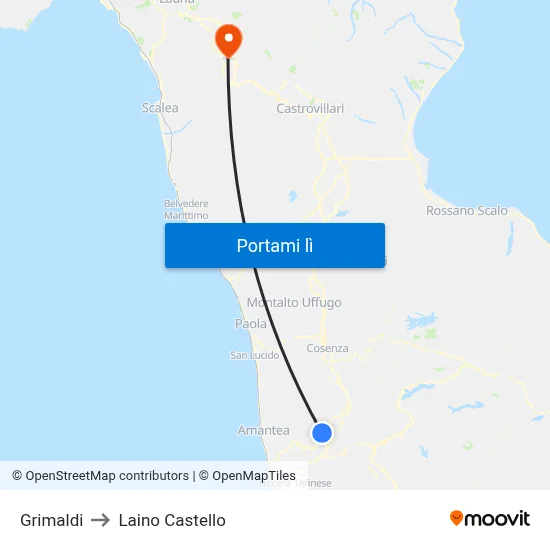 Grimaldi to Laino Castello map