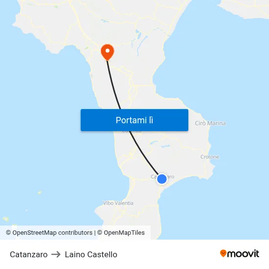 Catanzaro to Laino Castello map