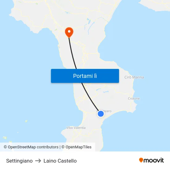 Settingiano to Laino Castello map