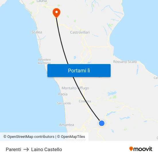 Parenti to Laino Castello map
