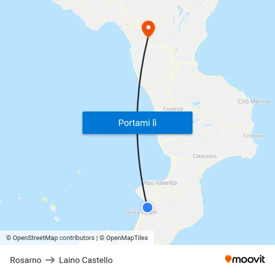 Rosarno to Laino Castello map