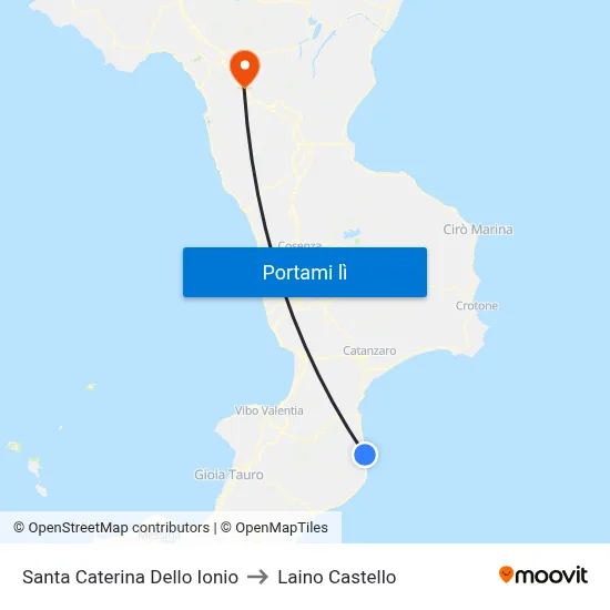 Santa Caterina Dello Ionio to Laino Castello map