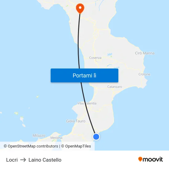 Locri to Laino Castello map