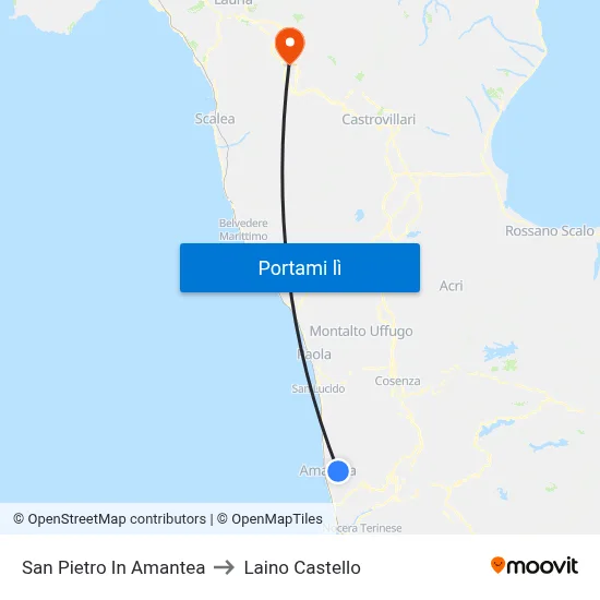 San Pietro In Amantea to Laino Castello map