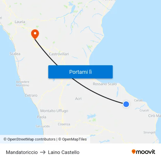 Mandatoriccio to Laino Castello map
